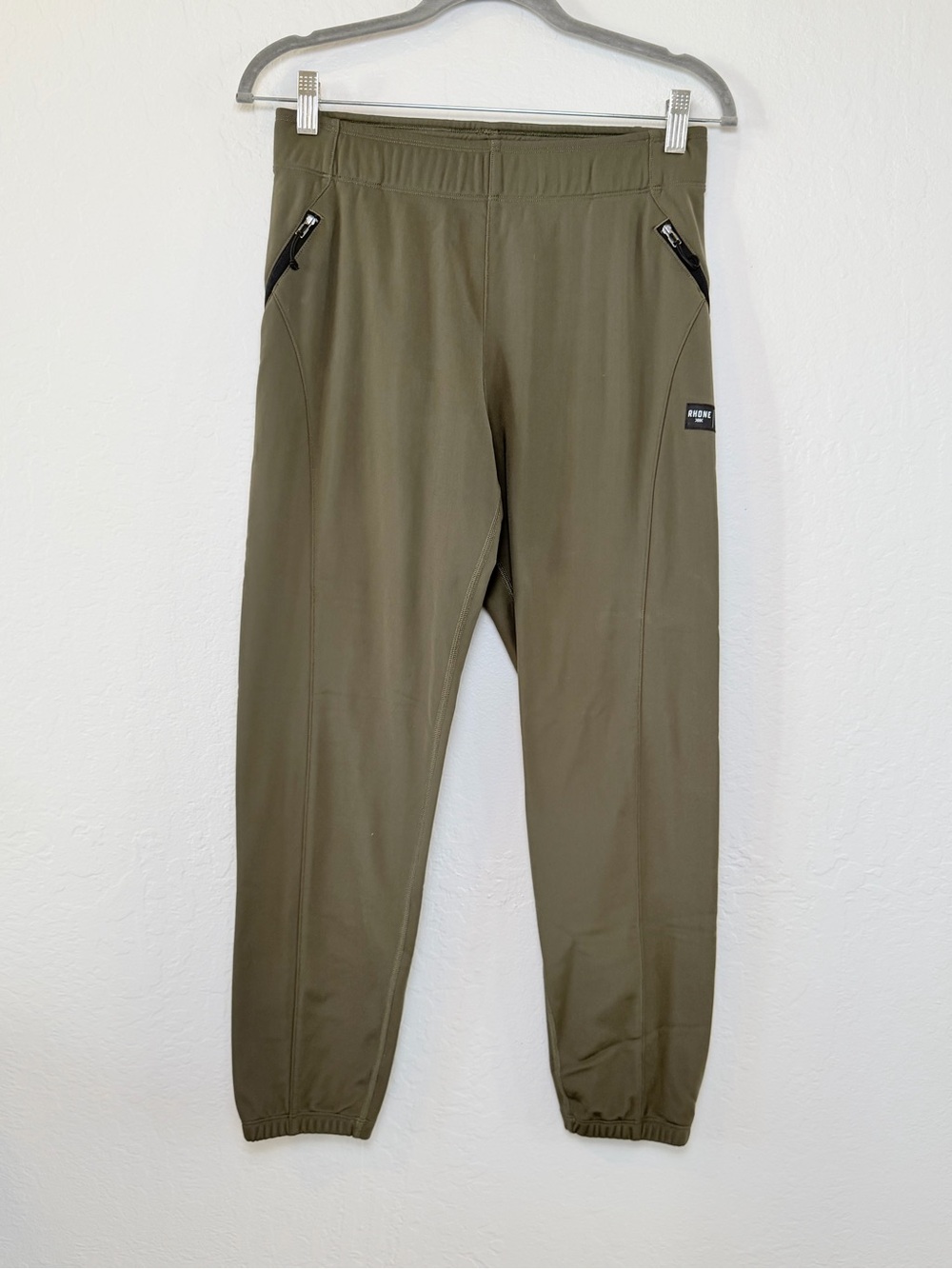 RHONE Women’s Olive Green Performance Jogger Pants Zip Pockets Size Small